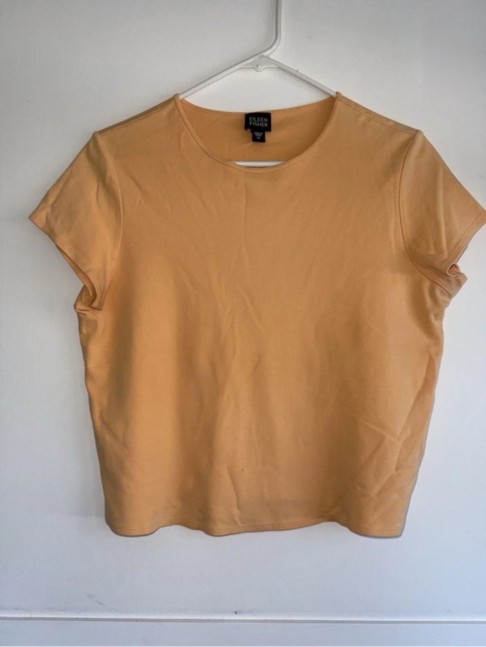 Eileen Fisher Peach Orange Short Sleeve Crew Neck Top T-Shirt Medium Minimalist